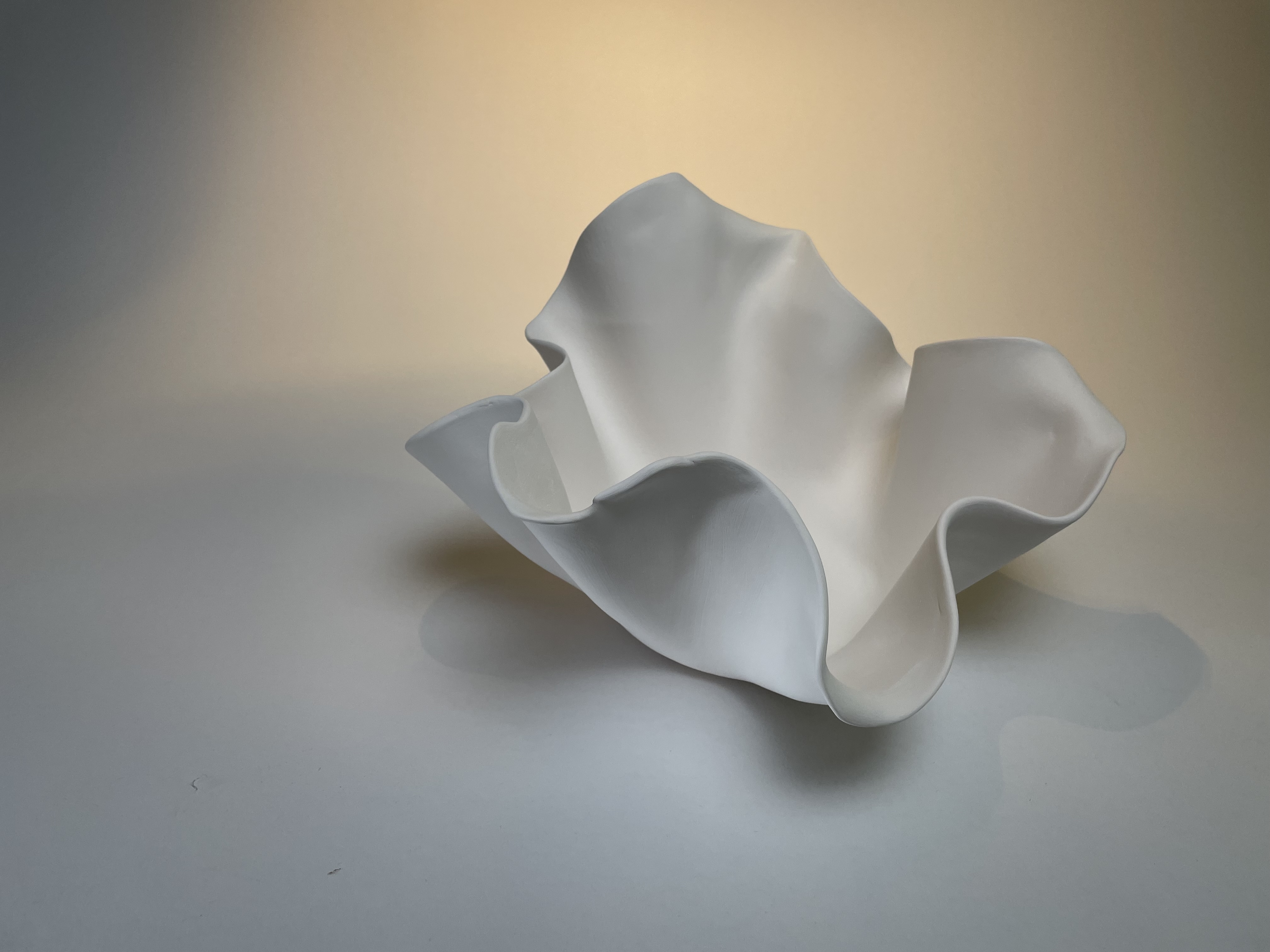 Handmade wavy porcelain bowl